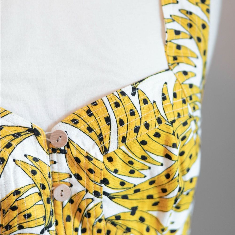 Farm Rio Spotted Bananas Mini Dress Large L 10